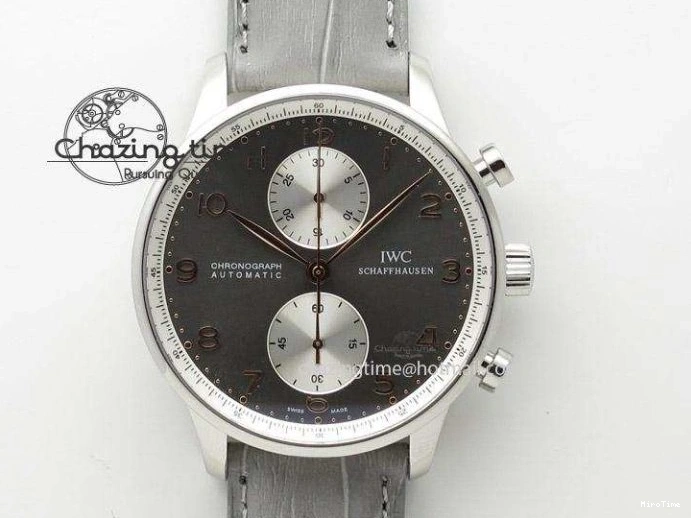 MIROTIME 0320 Portuguese Chrono SS ZF 1:1 Best Edition Gray Dial SS On Black Leather Strap A ZipUp 7215